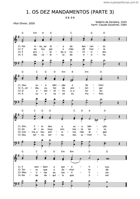 Partitura da música 01 Os Dez Mandamentos v.2
