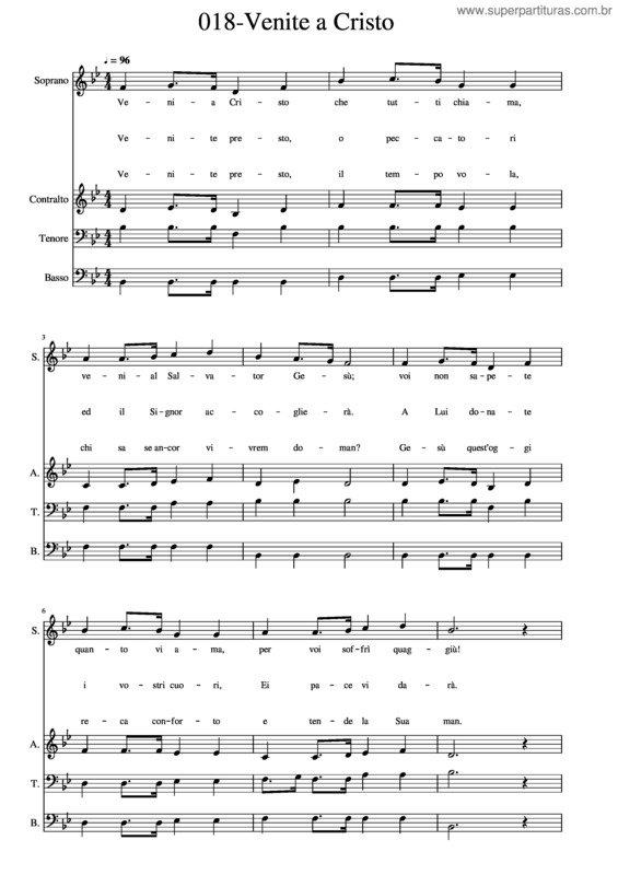 Partitura da música 018–Venite A Cristo