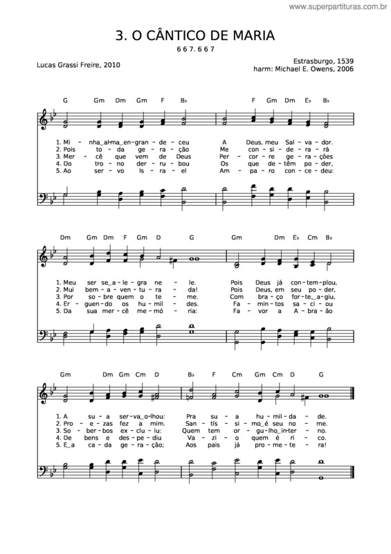 Partitura da música 03 O Cântico De Maria