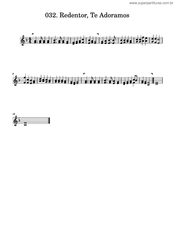 Partitura da música 032. Redentor, Te Adoramos