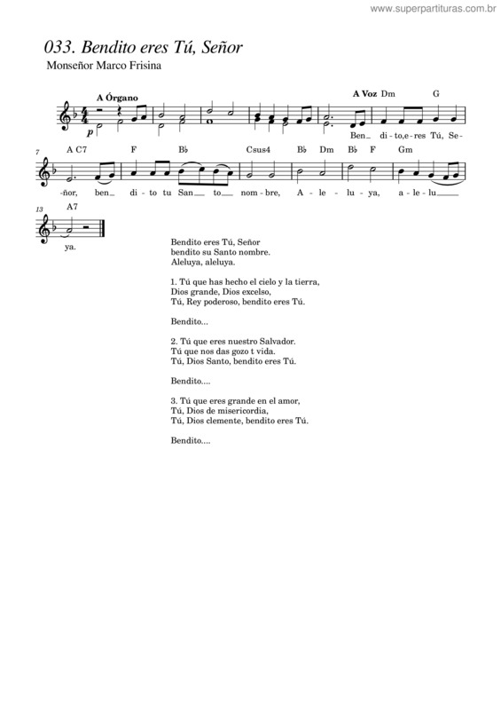 Partitura da música 033. Bendito Eres Tú, Señor – Lucasmunoz355