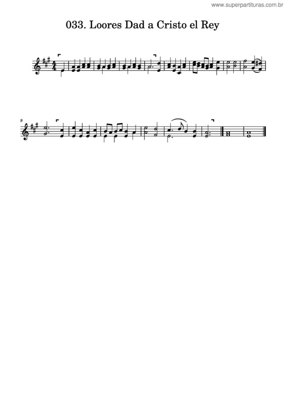 Partitura da música 033. Loores Dad A Cristo El Rey