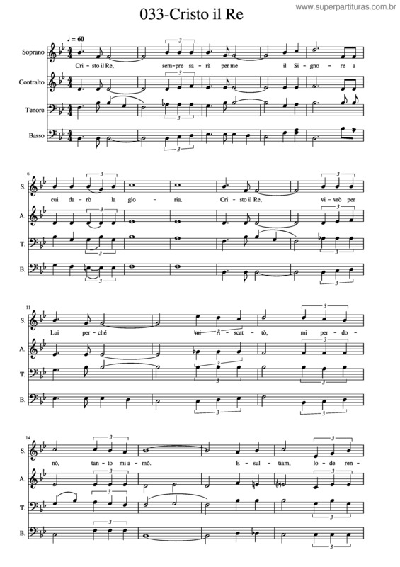 Partitura da música 033–Cristo Il Re