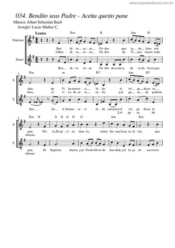 Partitura da música 034. Bendito Seas Padre – Lucasmunoz355