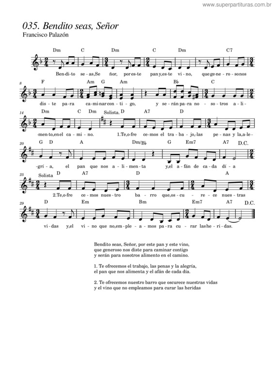 Partitura da música 035. Bendito Seas, Señor – Lucasmunoz355