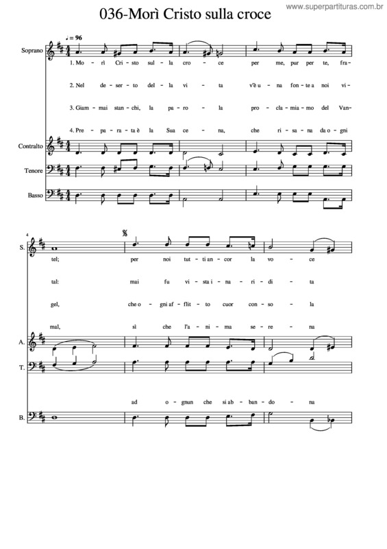 Partitura da música 036–Morì Cristo Sulla Croce