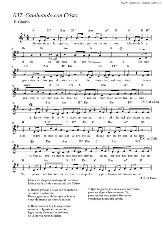 Partitura da música 037. Caminando Con Cristo – Lucasmunoz355