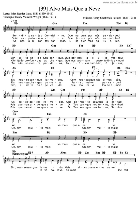 Partitura da música 039 – Alvo Mais Que A Neve