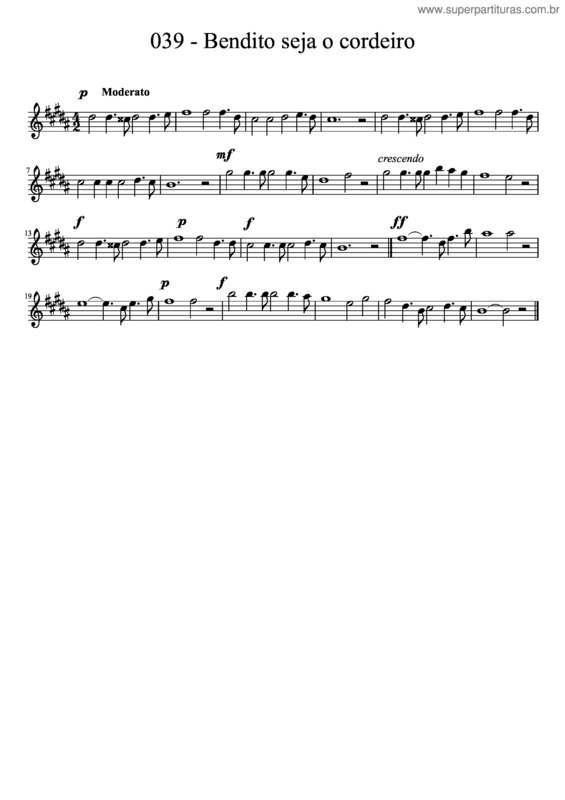 Partitura da música 039 – Bendito Seja O Cordeiro