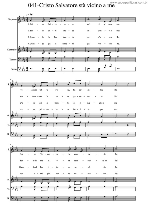 Partitura da música 041–Cristo Salvatore Sta` Vicino A Me