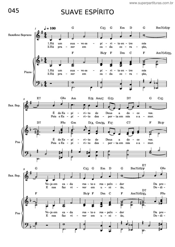 Partitura da música 045 – Suave Espírito