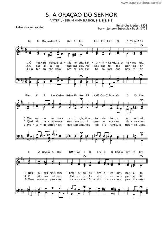 Partitura da música 05 A Oração Do Senhor