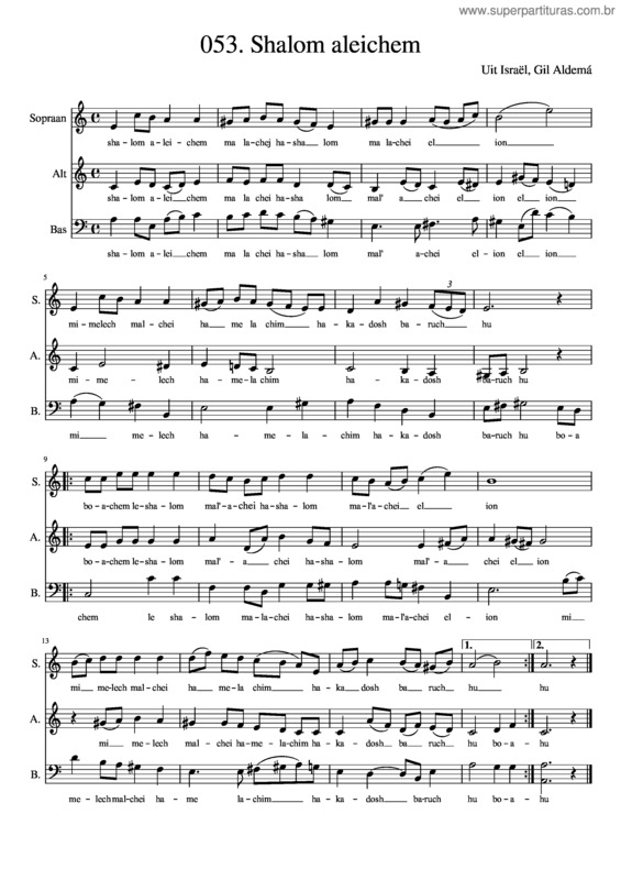 Partitura da música 053. Shalom Aleichem