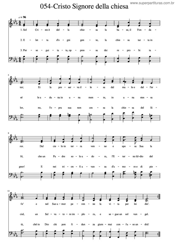 Partitura da música 054–Cristo Signore Della_Chiesa