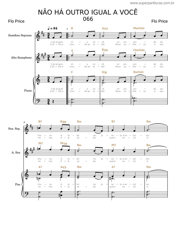 Partitura da música 066 – Não Há Outro Igual A Você