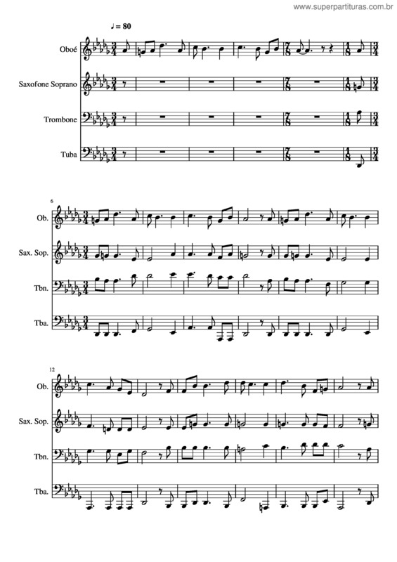 Partitura da música 067– Vinde A Mim