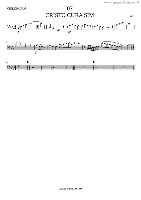 Partitura da música 07 Cristo Cura Sim v.3