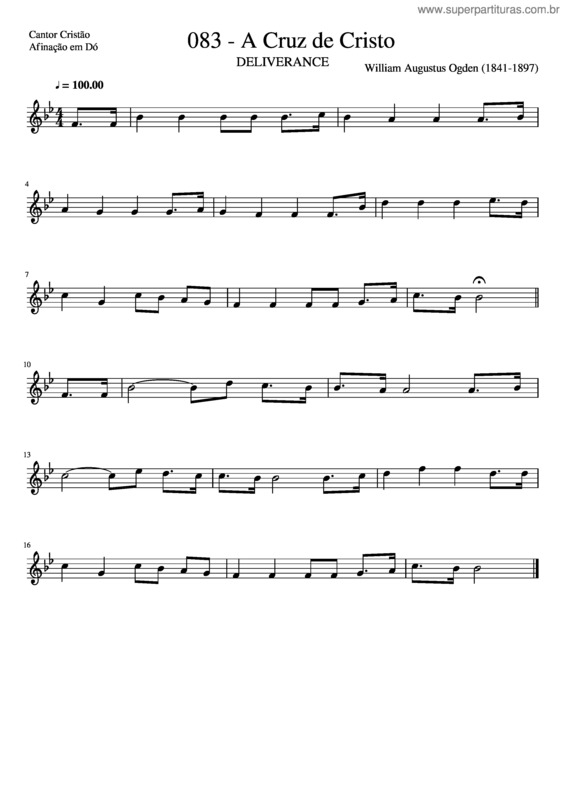 Partitura da música 083 A Cruz De Cristo