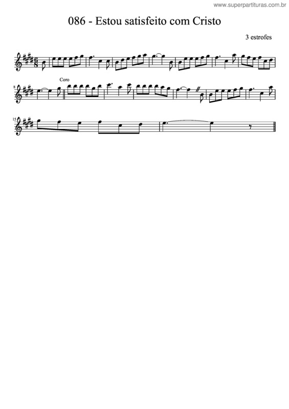 Partitura da música 086 – Estou Satisfeito Com Cristo