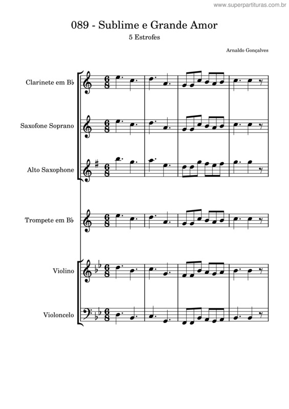Partitura da música 089 – Sublime E Grande Amor