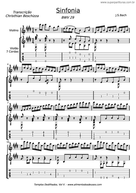 Partitura da música 1. Bwv 29 I. Sinfonia
