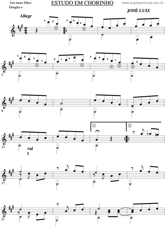 Partitura da música 1° Chorinho v.2