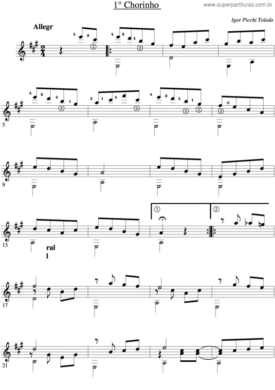 Partitura da música 1° Chorinho