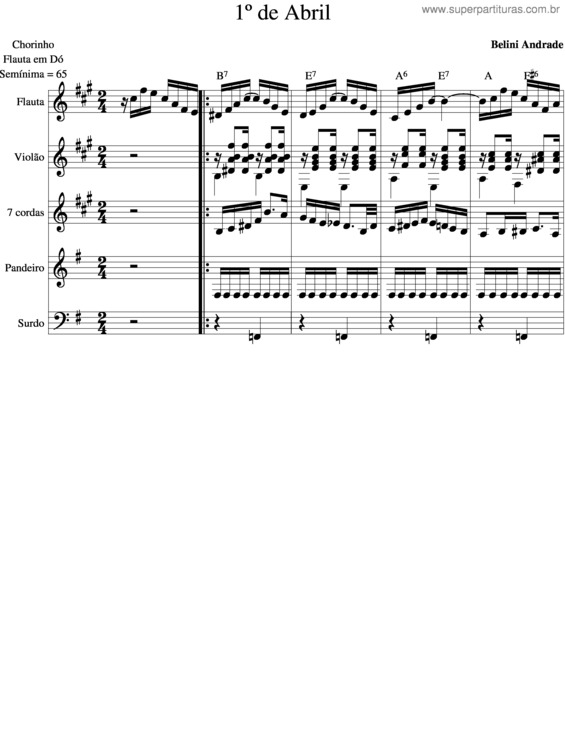 Partitura da música 1º De Abril