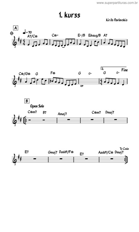 Partitura da música 1. Kurss Balada