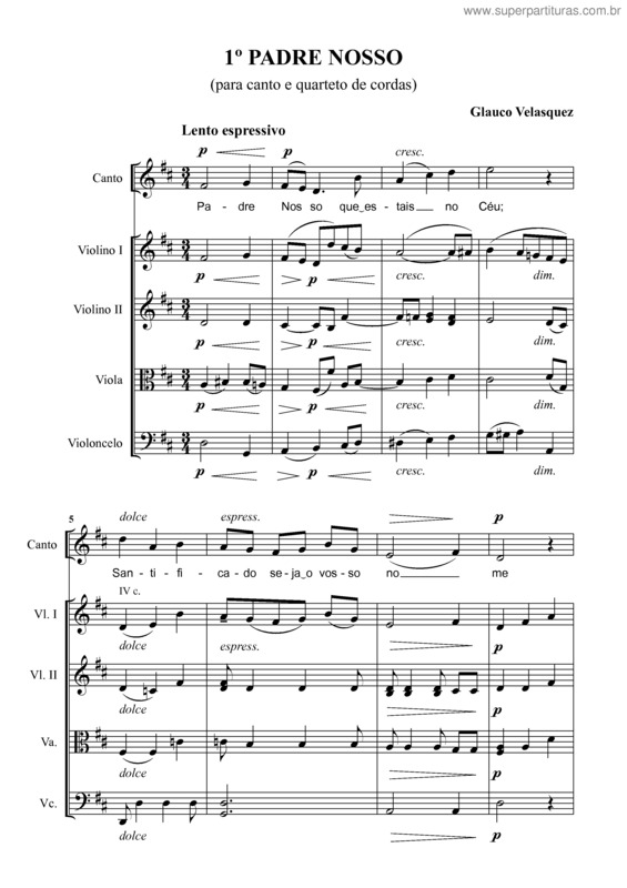 Partitura da música 1º Padre Nosso