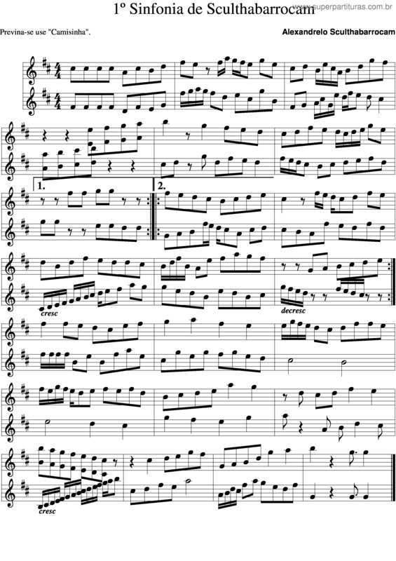 Partitura da música 1º Sinfonia De Sculthabarrocam