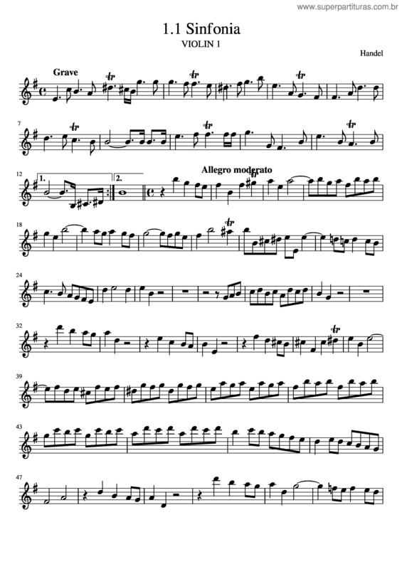 Partitura da música 1.1 Sinfonia