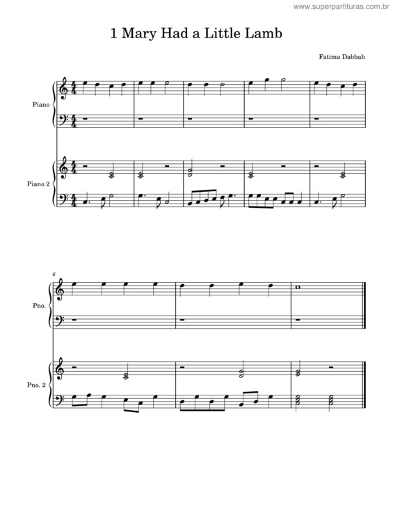 Partitura da música 1.5 Mary Had A Little Lamb