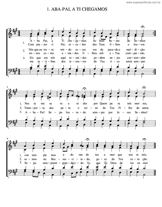 Partitura da música 1 Aba Pai A Ti Chegamos