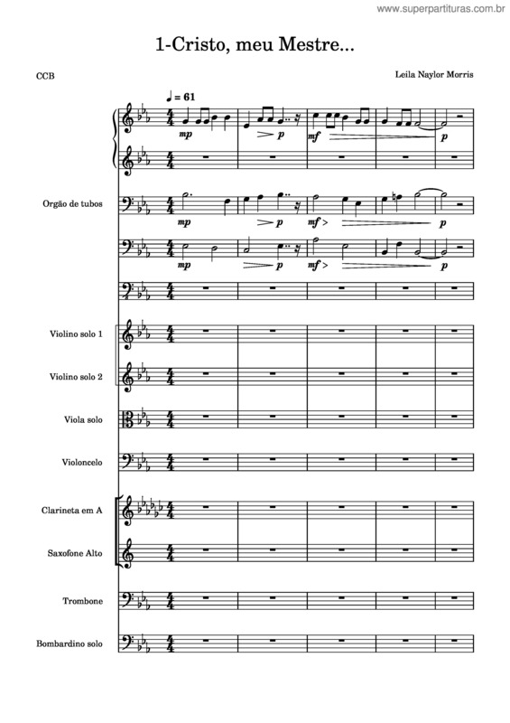 Partitura da música 1–Cristo, Meu Mestre..