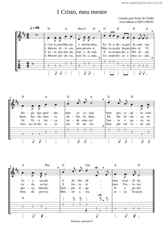 Partitura da música 1 Cristo, Meu Mestre.Mxl