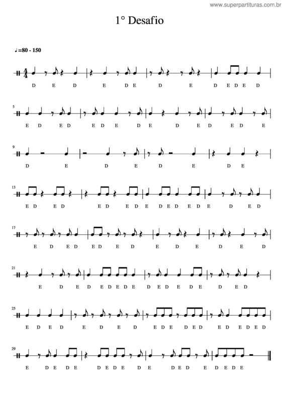 Partitura da música 1 Desafio