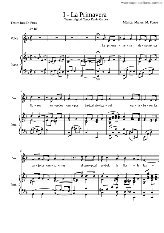 Partitura da música 1 La Primavera