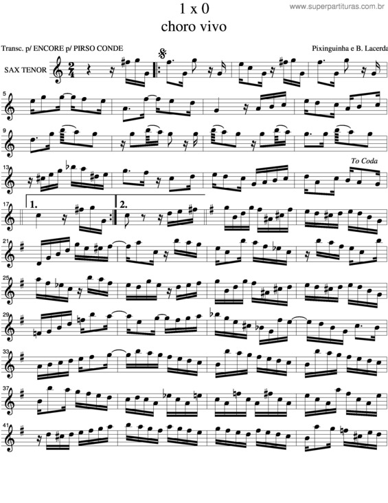 Partitura da música 1 X 0 v.10