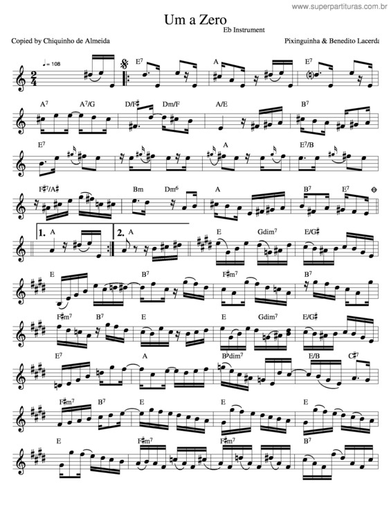 Partitura da música 1 X 0 v.11