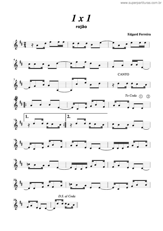 Partitura da música 1 X 0 v.12