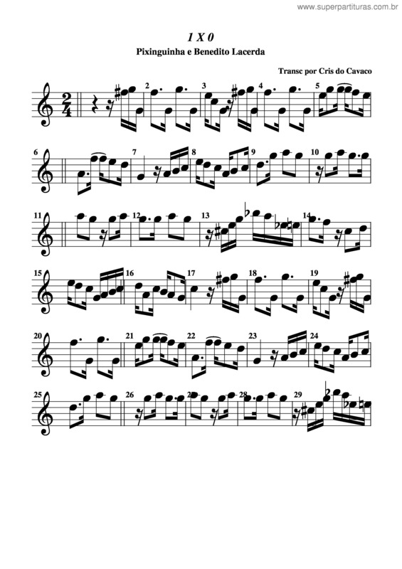 Partitura da música 1 X 0 v.4