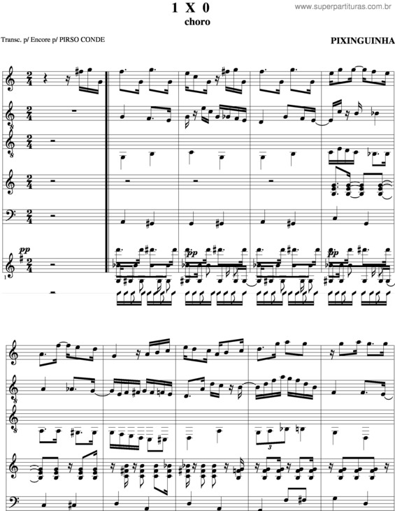 Partitura da música 1 X 0 v.6