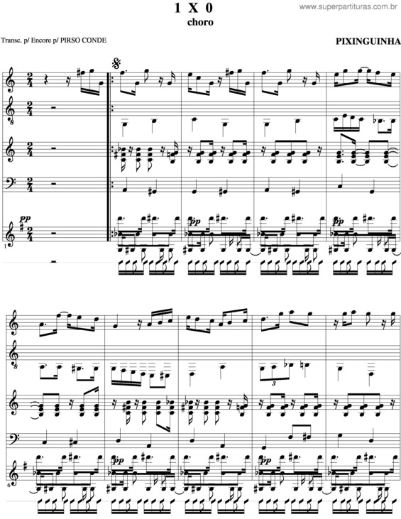 Partitura da música 1 X 0 v.7