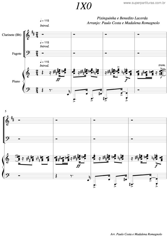 Partitura da música 1 X 0 v.8