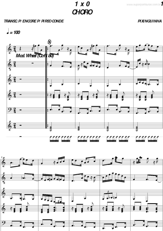 Partitura da música 1 X 0