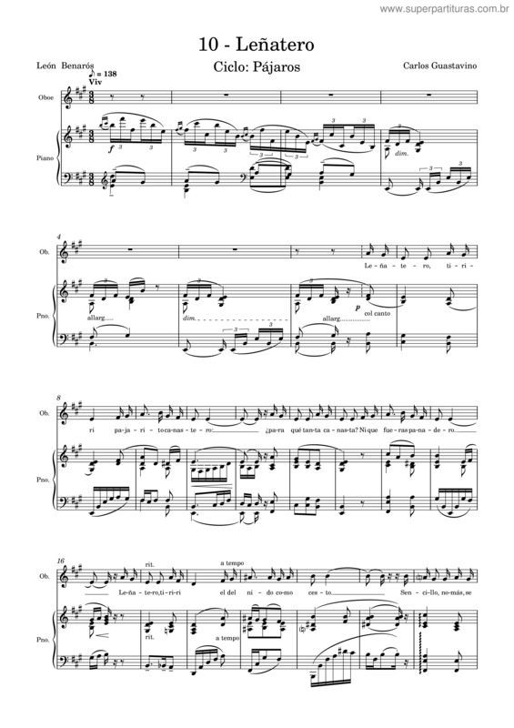 Partitura da música 10- El Leñatero