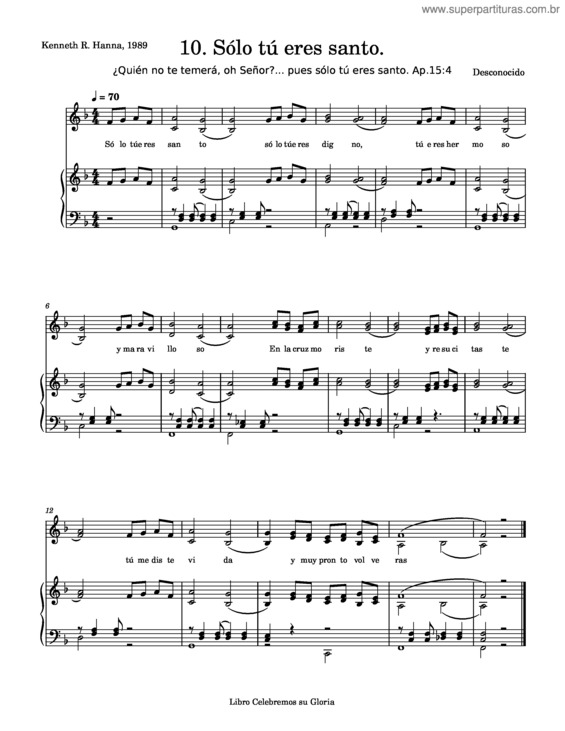 Partitura da música 10. Sólo Tú Eres Santo.