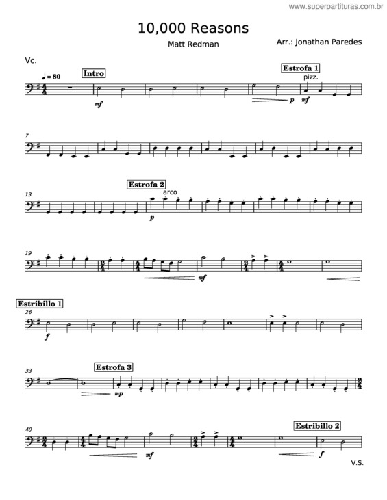 Partitura da música 10,000 Reasons v.2