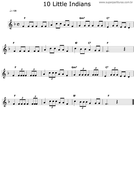 Partitura da música 10 Little Indians